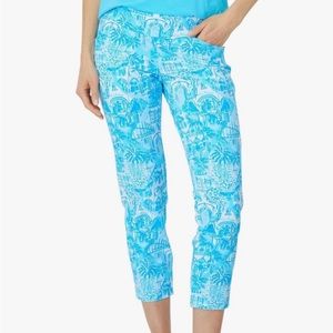 🩵 LILLY PULITZER Corso Luxletic Crop Golf Pants Amalfi Blue XS 0 NWT